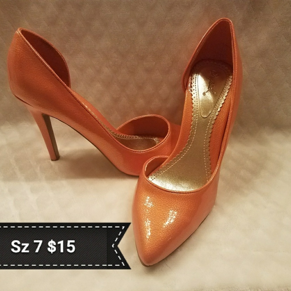 Orange metallic heels