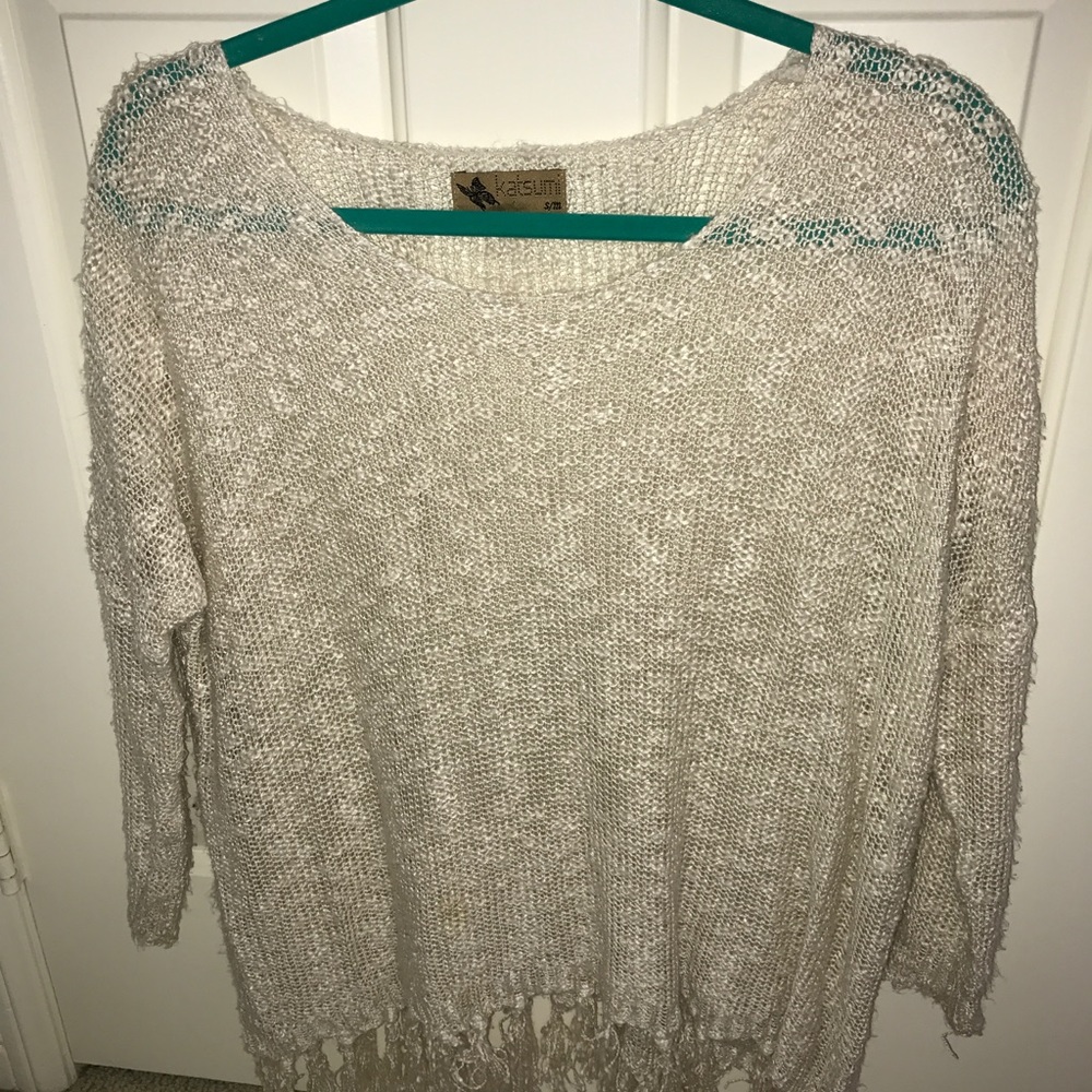 LF lace trim long sweater