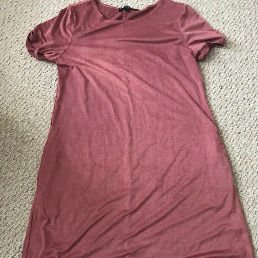 Maroon suede T shirt dress