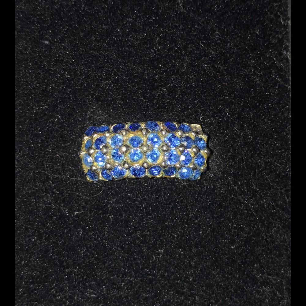 Vintage Adjustable Blue Rhinestone Ring