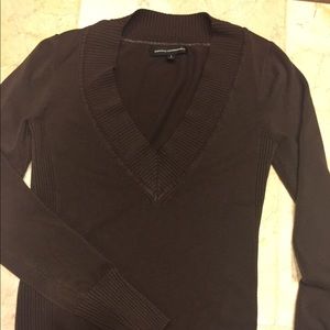 Express Design Studio Brown V-Neck Sweater