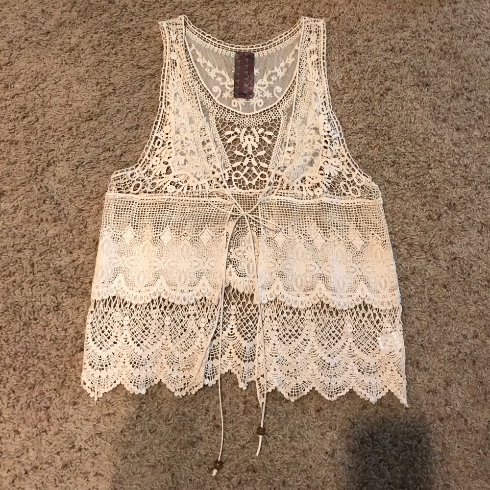 Cream crochet vest