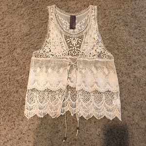 Cream crochet vest