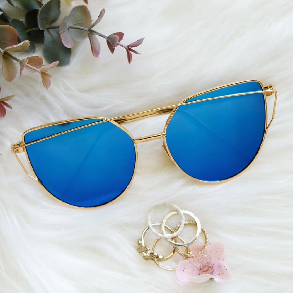 *SALE 2/$15* Blue & Gold Cat Eye Sunglasses