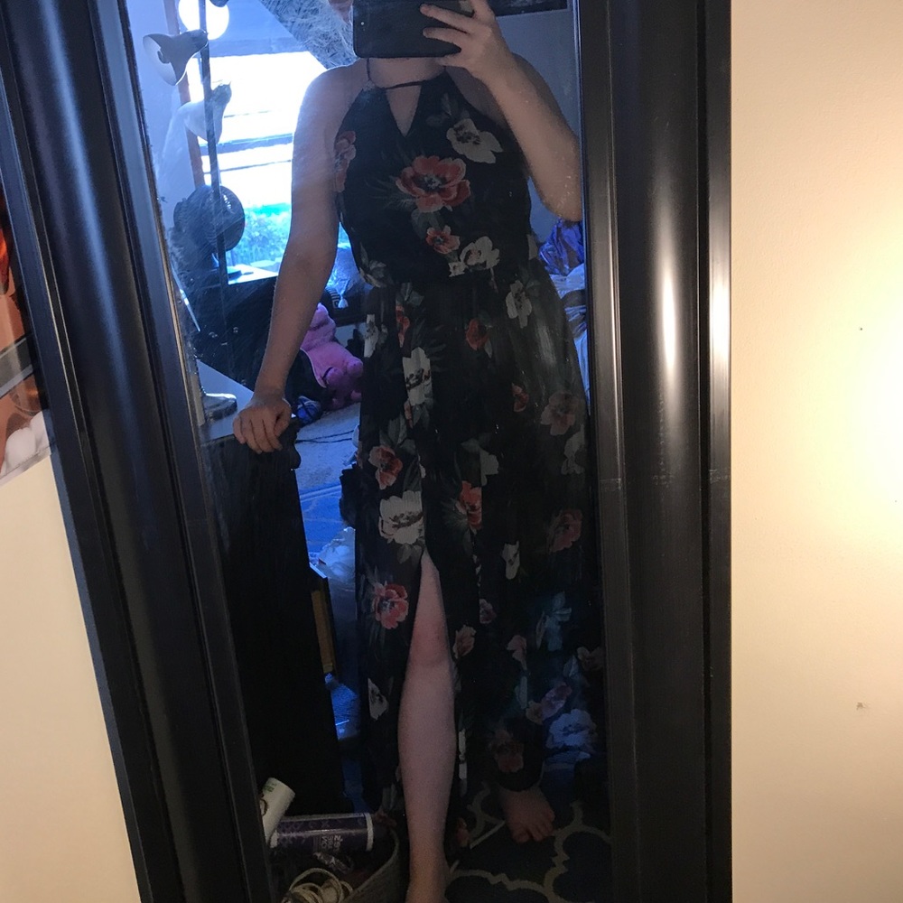 Backless Long Flower Dress