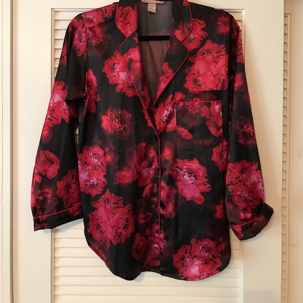 Rose satin pajama set