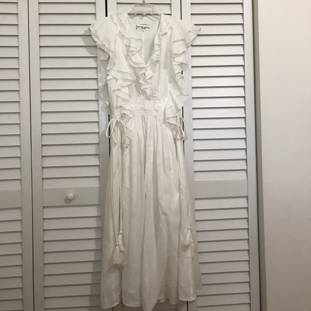 A Piece Apart White ruffle mid-length dress