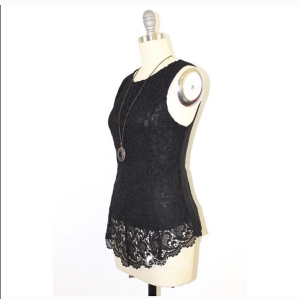 Black Lace Crotchet Top - Picture 3 of 4