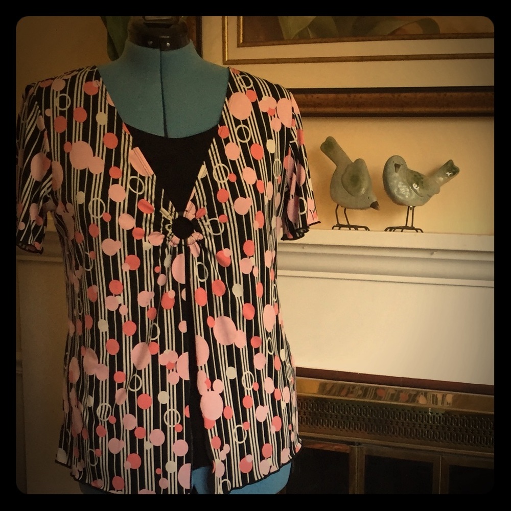 Christopher and Banks pink and black blouse.