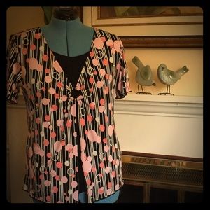 Christopher and Banks pink and black blouse.