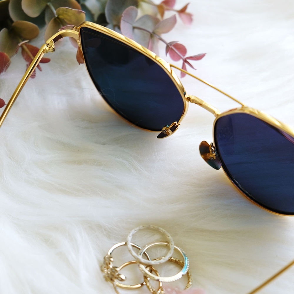 *SALE 2/$15* Gold Mirrored Cat Eye Sunglasses - Picture 3 of 5