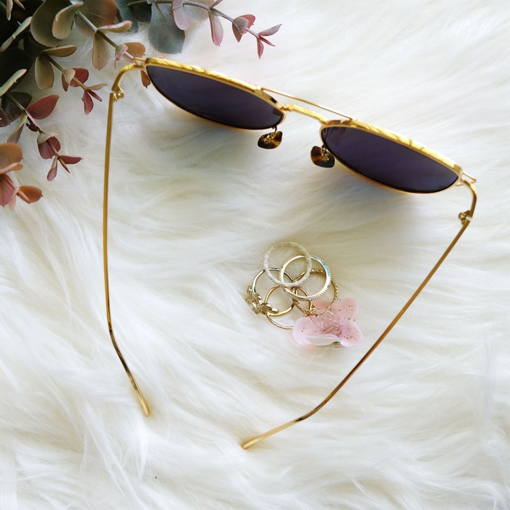 *SALE 2/$15* Gold Mirrored Cat Eye Sunglasses - Picture 2 of 5