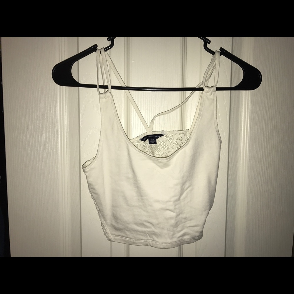 American Eagle Strappy White Crop Top