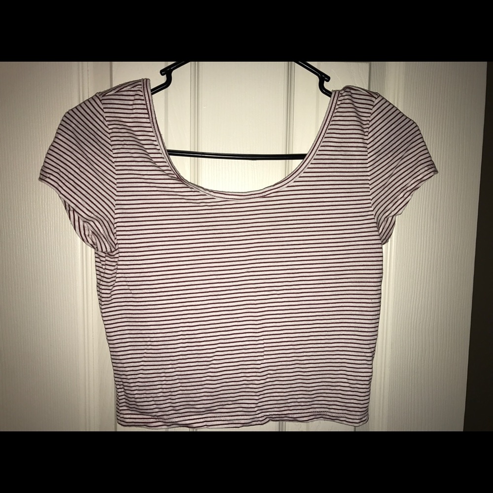American Eagle Red White Striped Crop Top