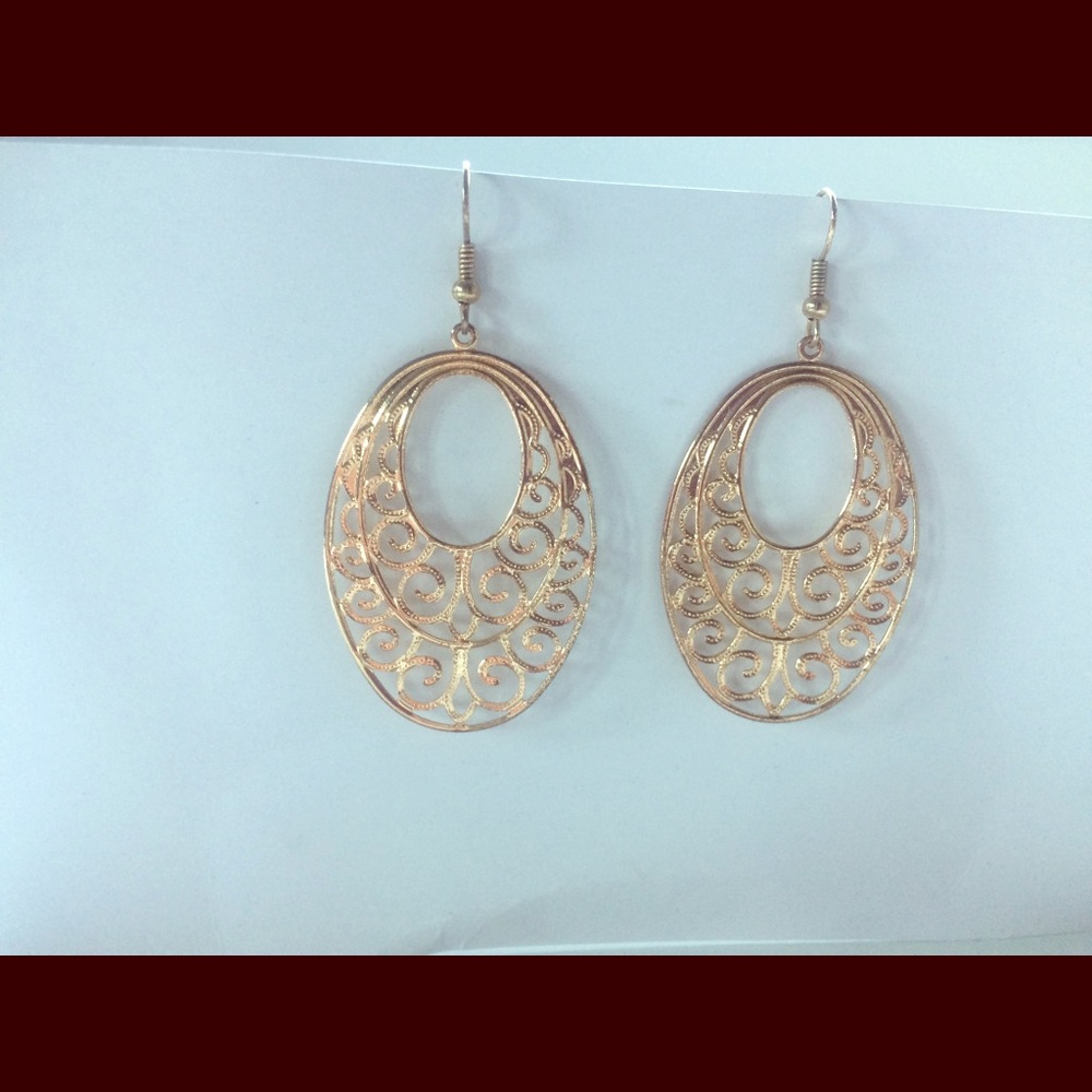 Gold tone Filigree Drop Earrings