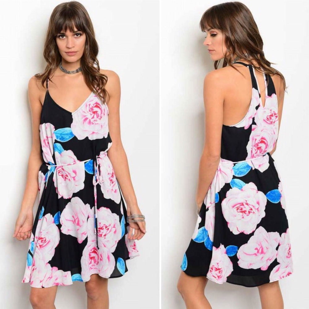 Black, Pink, & Blue Floral Dress