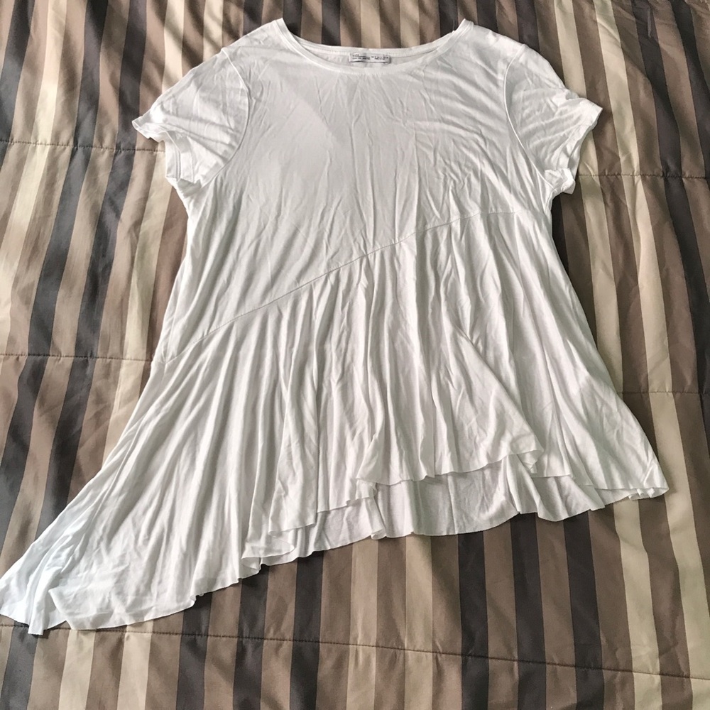 Zara white t-shirt with angled detail