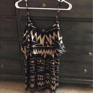 Francesca's black and gold Aztec dress