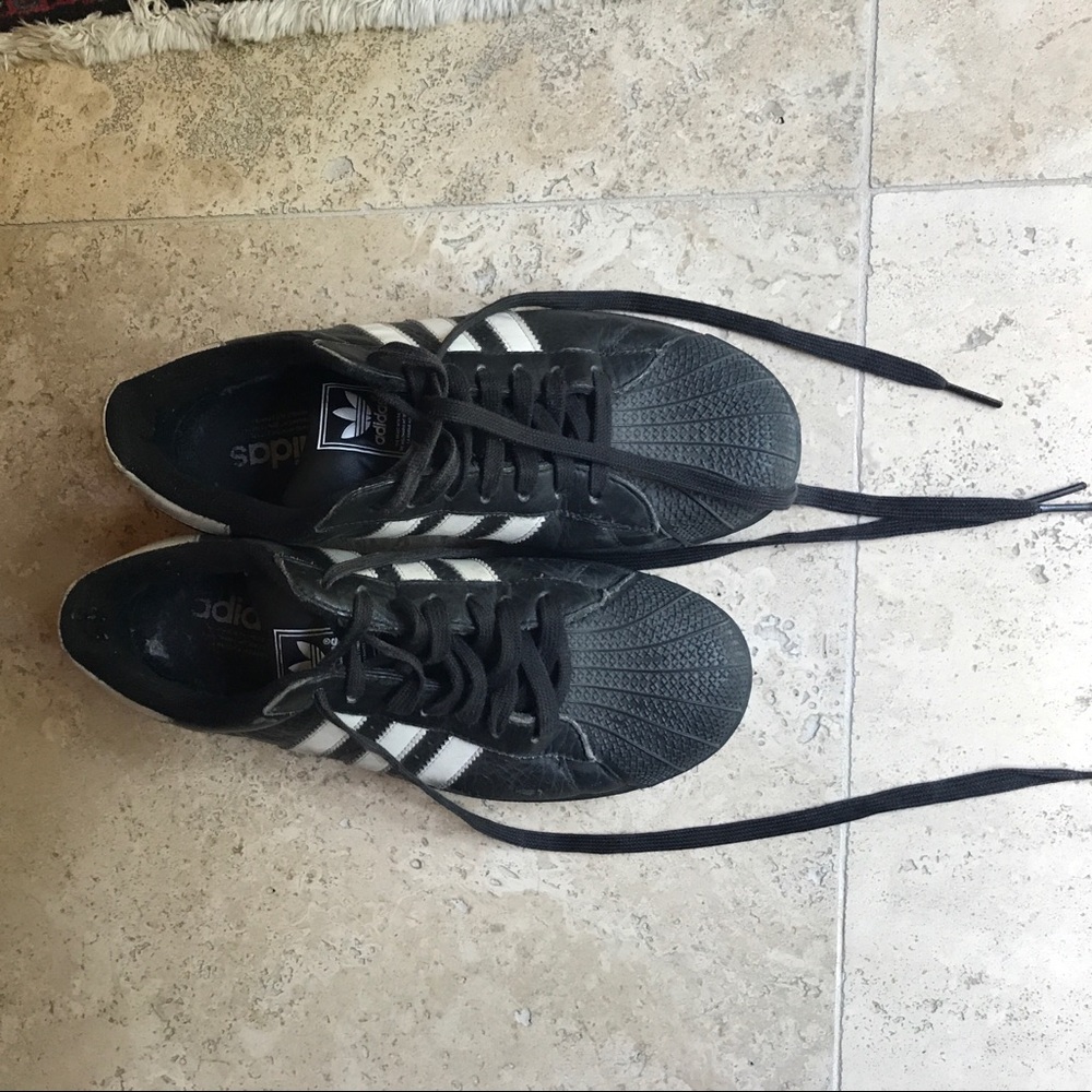 UNISEX White on Black Superstar Adidas!!