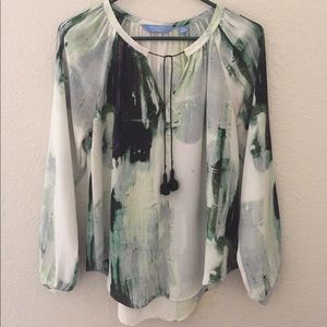 Beautiful women's long sleeve blouse with v-neck