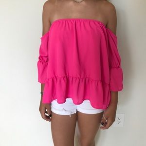 Pink Off The Shoulder Top