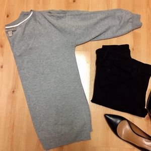 Banana Republic 3/4 Length Gray V-Neck Sweater