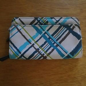 Perfect Cents Wallet in Turquoise & Brown Stripe