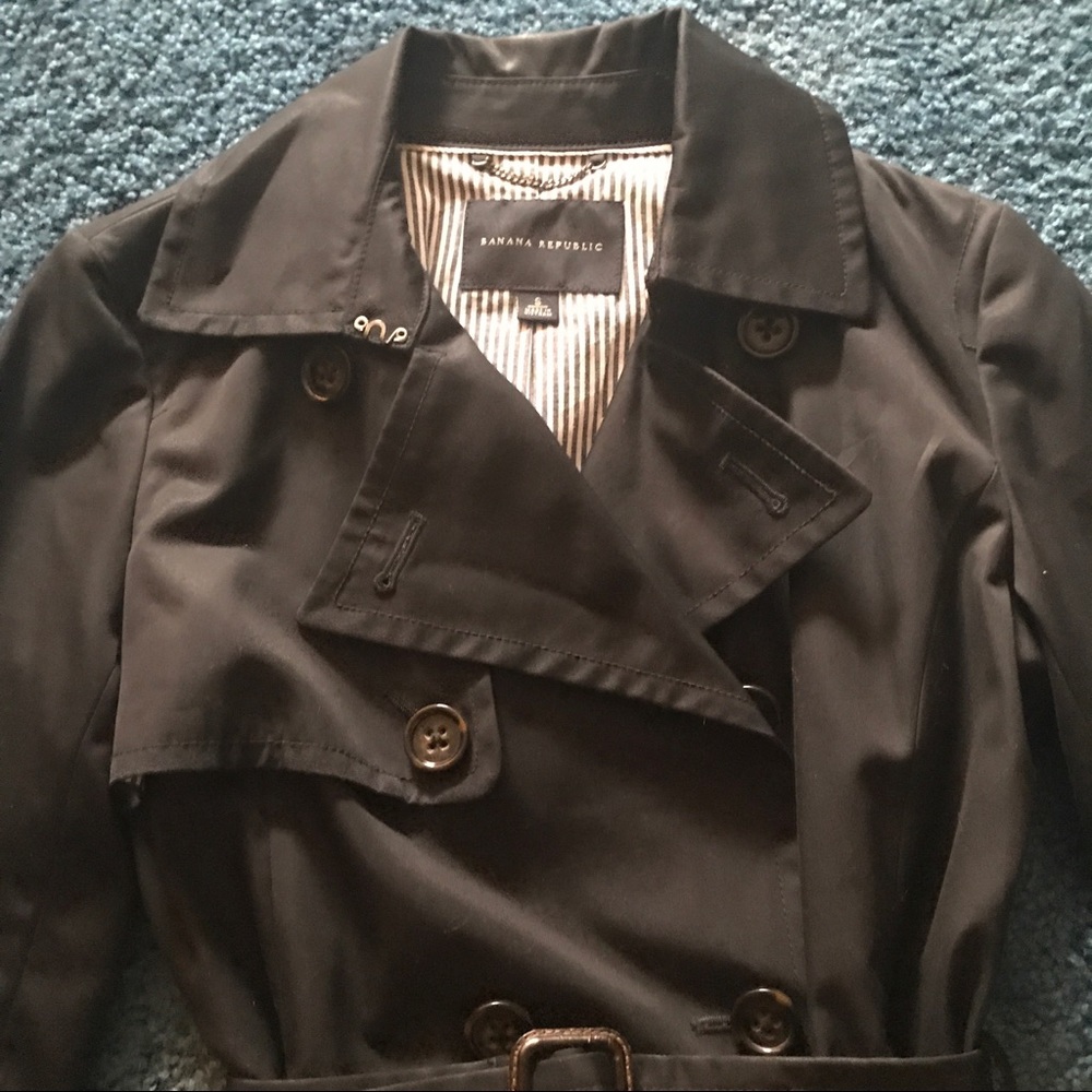 Black Banana Republic Trench Coat - Picture 6 of 7