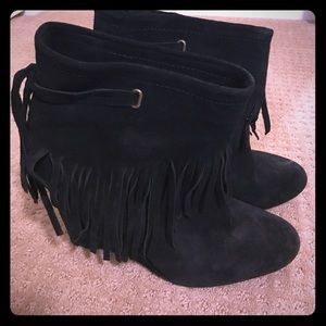 Nine West Black Fringe Booties