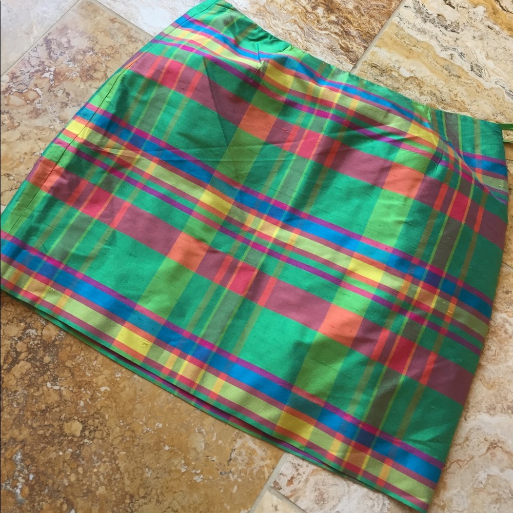 Ralph Lauren Raw silk fully lined skirt hot colors