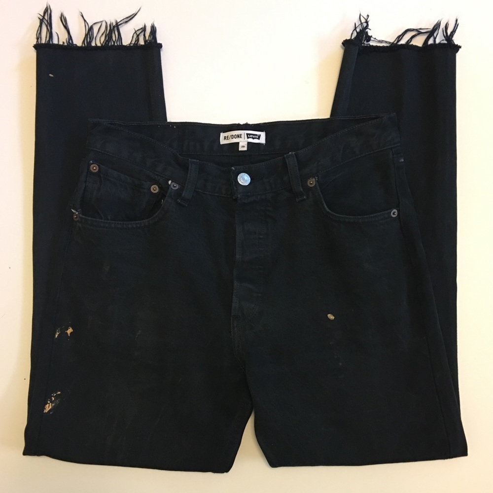 Re/done Jeans Black High Rise Ankle Crop Sz 29