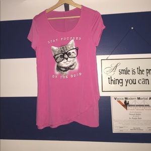 JUSTICE pink cat shirt