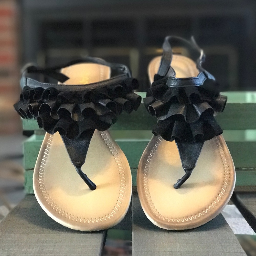 Black Ruffle Sandals