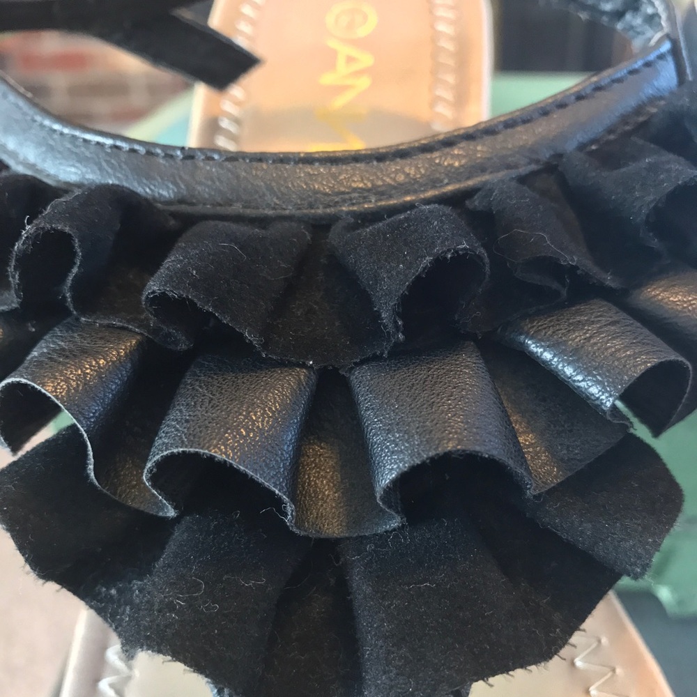 Black Ruffle Sandals - Picture 2 of 3