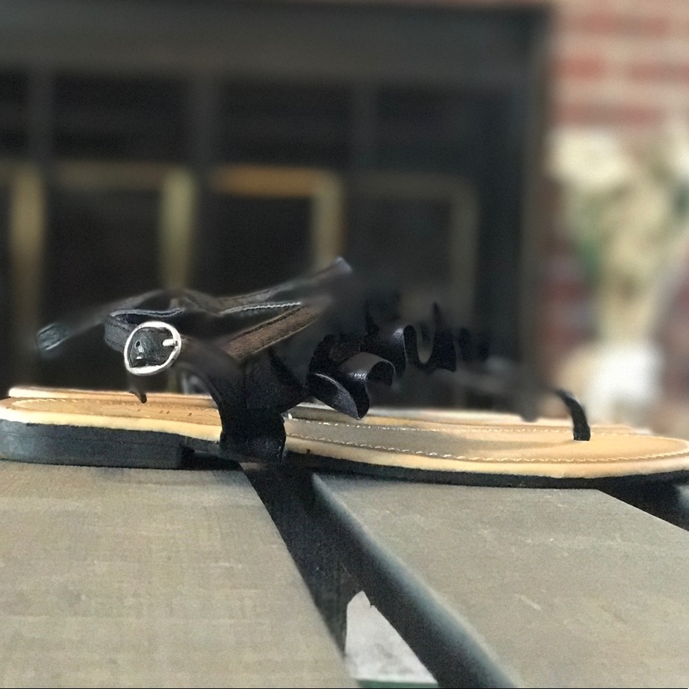 Black Ruffle Sandals - Picture 3 of 3