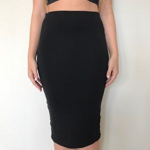 Black Stretchy Midi Skirt