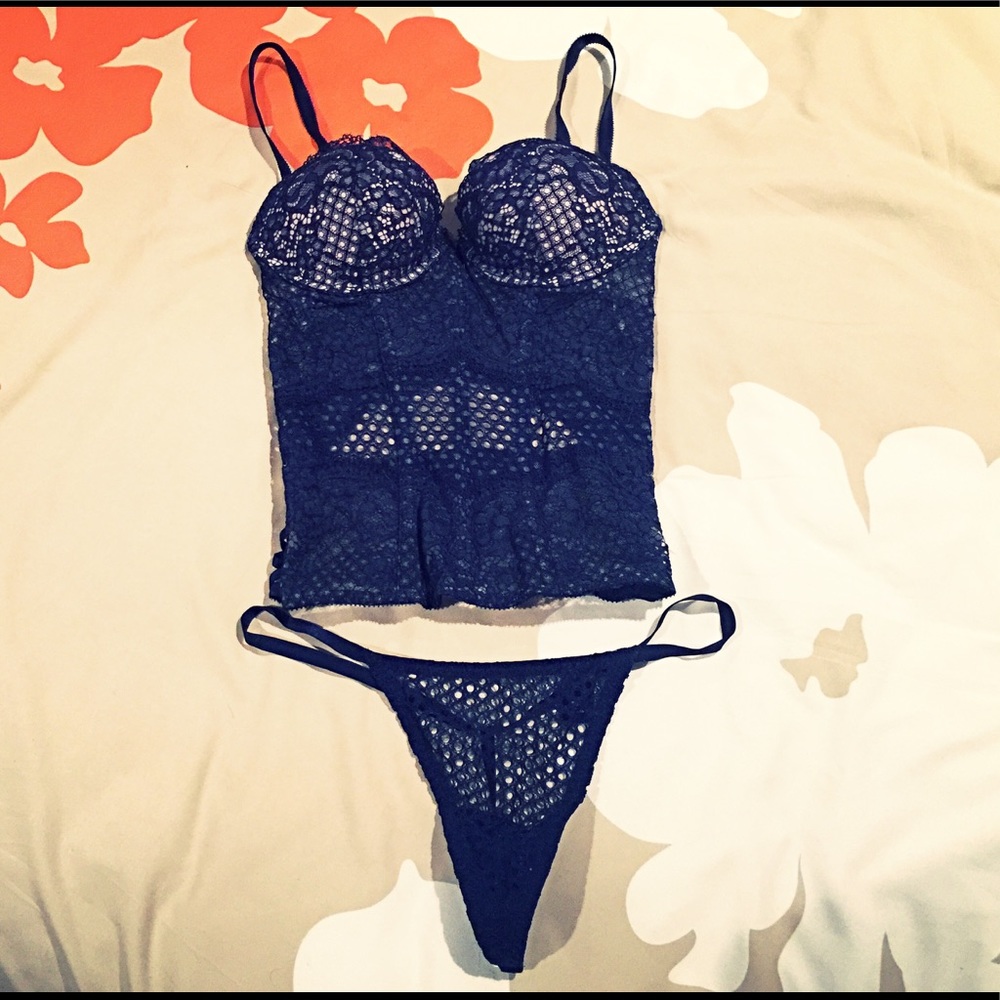 Navy lace corset set⚡️flash sale⚡️