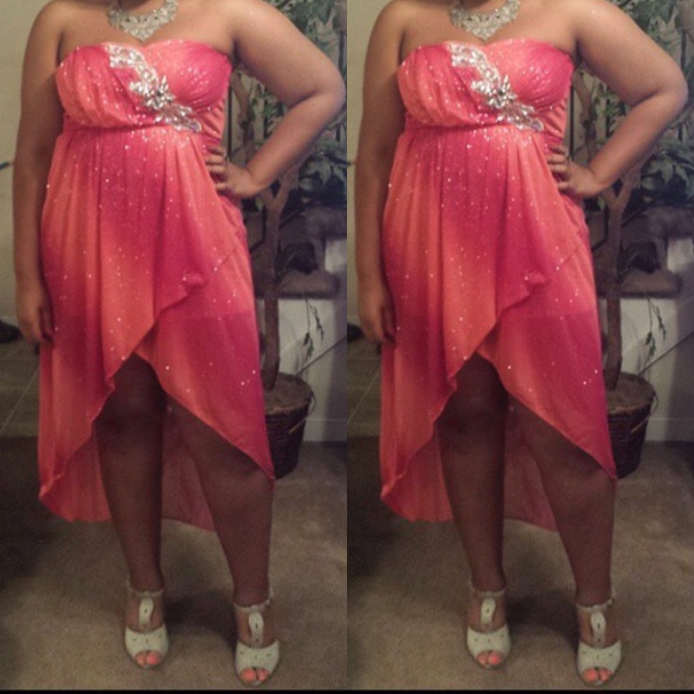 Trixxi Coral High-Low Homecoming Dress