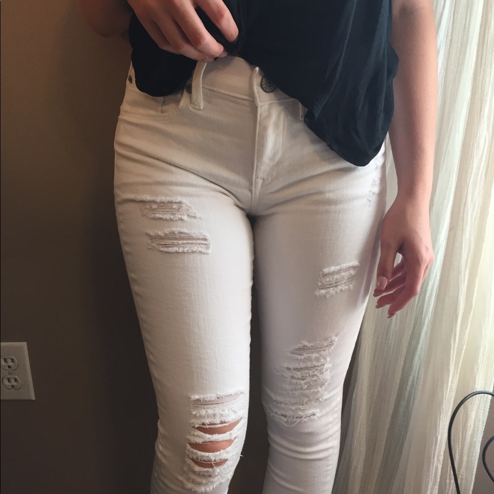 White distressed express jeans