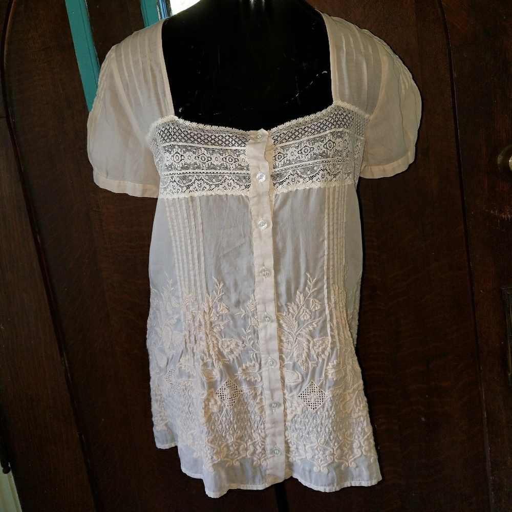 ♡♡4 LOVE & LIBERTY JOHNNY WAS Embroidered Top XS