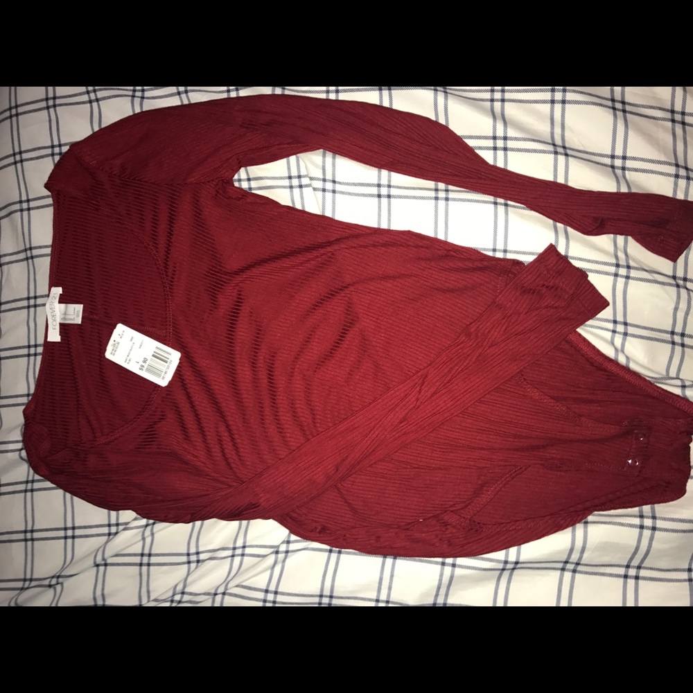 Ribbed Red One-Piece (long-sleeved)