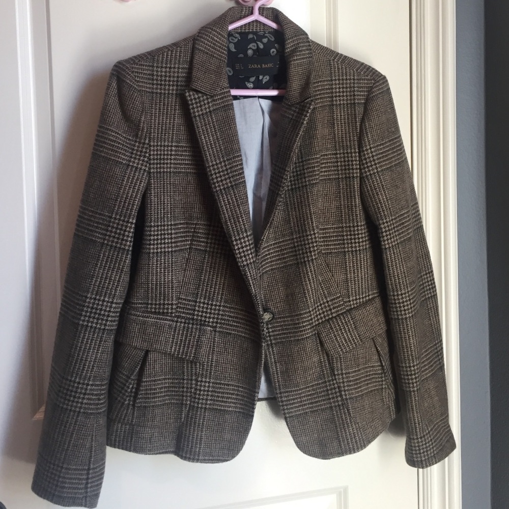 Plaid tweed blazer