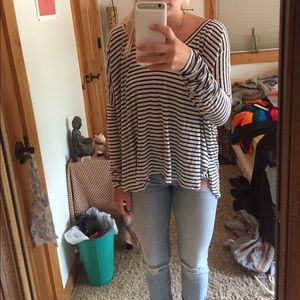Brandy Melville Navy and White Long Sleeve