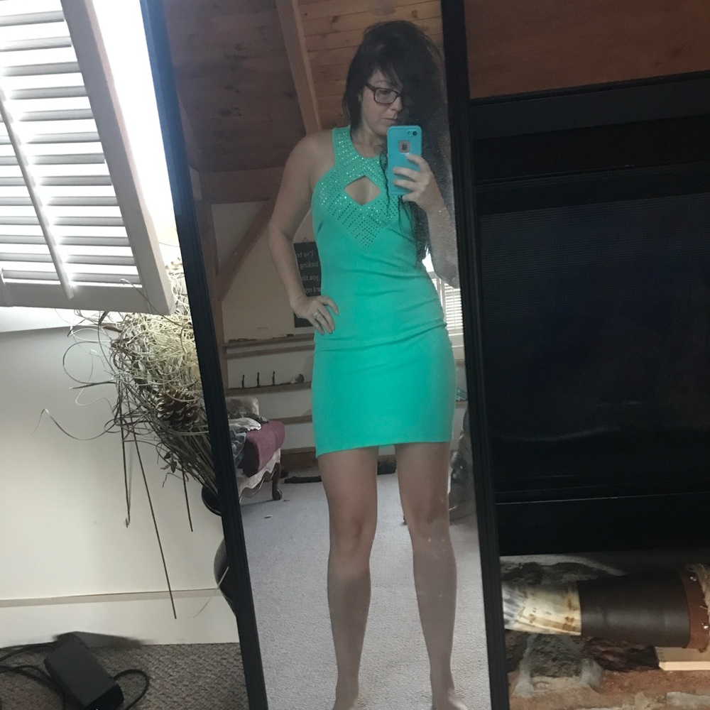 Mint green cocktail dress