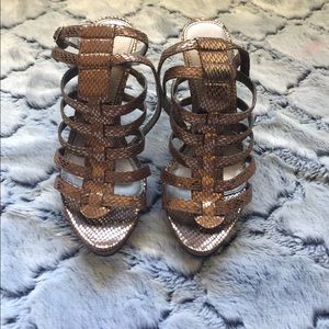 Gold snakeskin heels