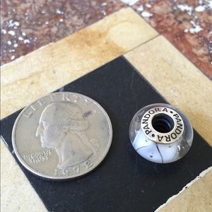 Pandora White Glass and Sterling Silver Charm