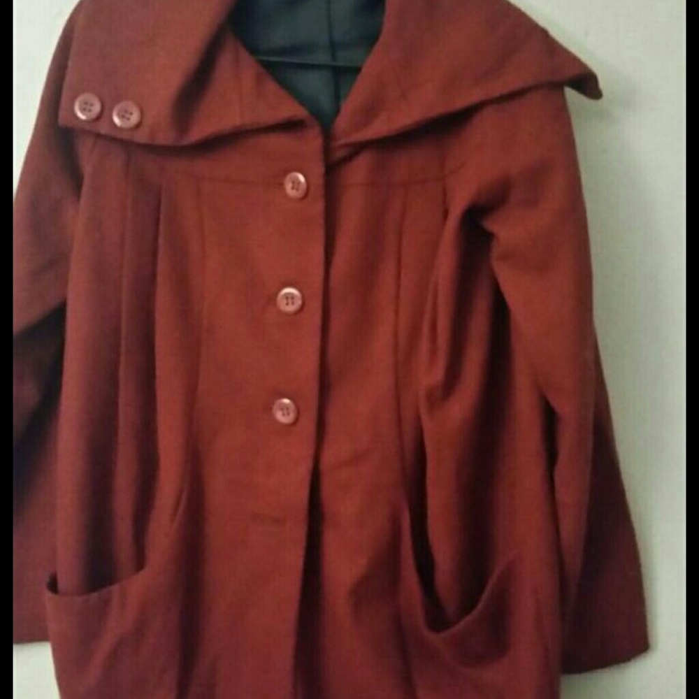 Red pea coat