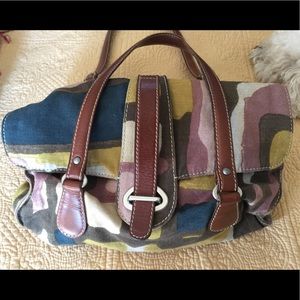MARNI handbag multicolor canvas leather strap GUC