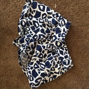 Blue and white zebra print shorts