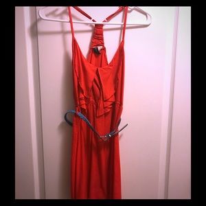 XS Coral belted sundress